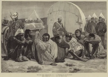 Der Zulukrieg, Botschafter von König Cetewayo bitten um Frieden